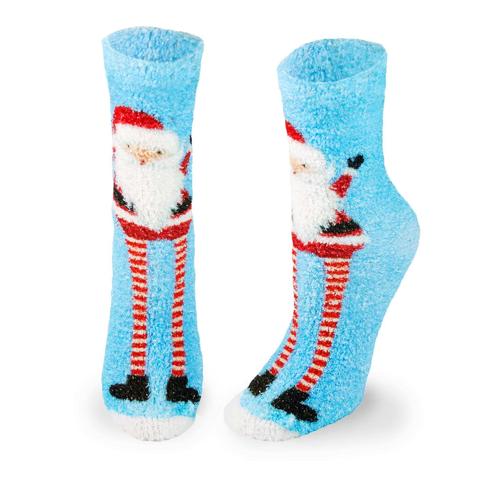 Funny Long Legs Santa Fuzzy Print Sock