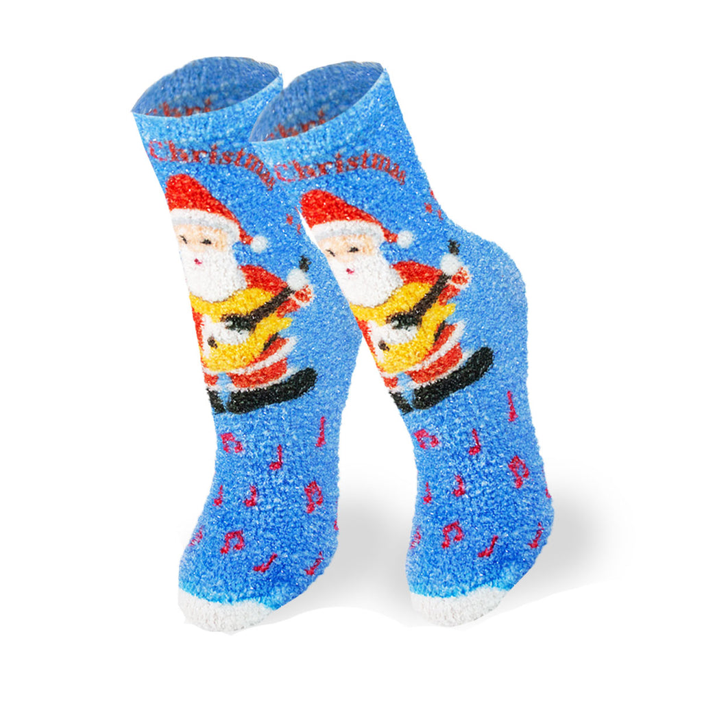 Music Santa Fuzzy Print Sock