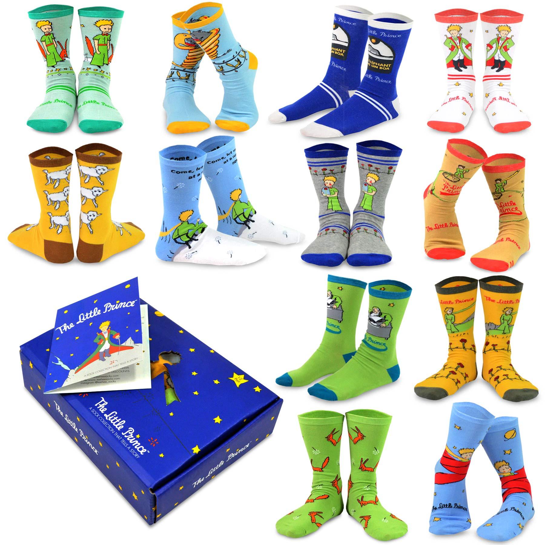 [The Little Prince] Space Boy Classic Book Crew Socks – 12 Pair Gift Box