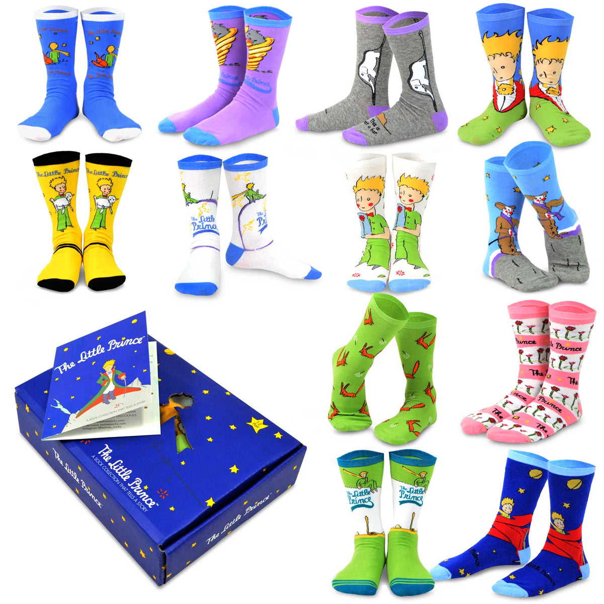 [The Little Prince] Fox Classic Book Crew Socks – 12 Pair Gift Box