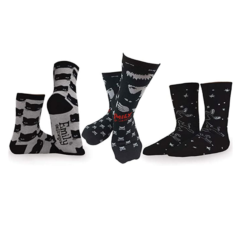 Grey Kitty Cat Crew Socks - 3 Pair Pack