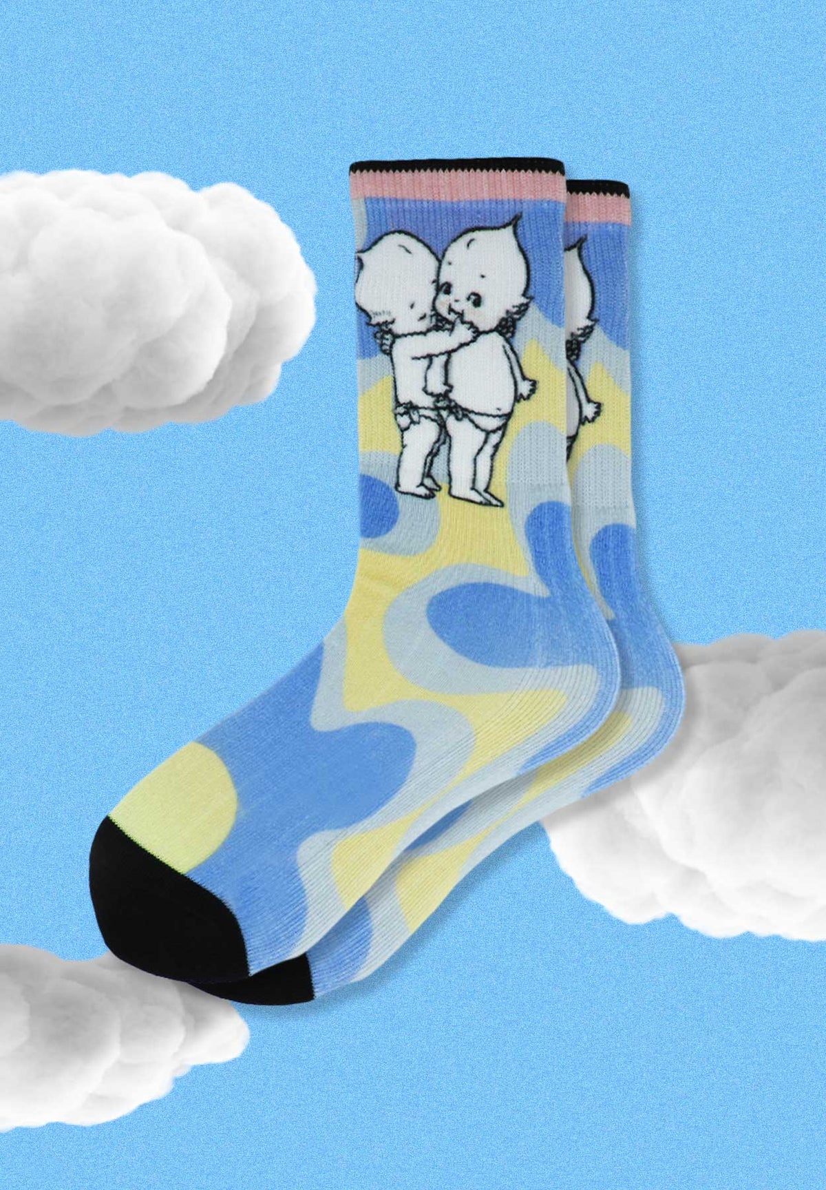 1 Pair Retro Kewpie Print Crew Socks