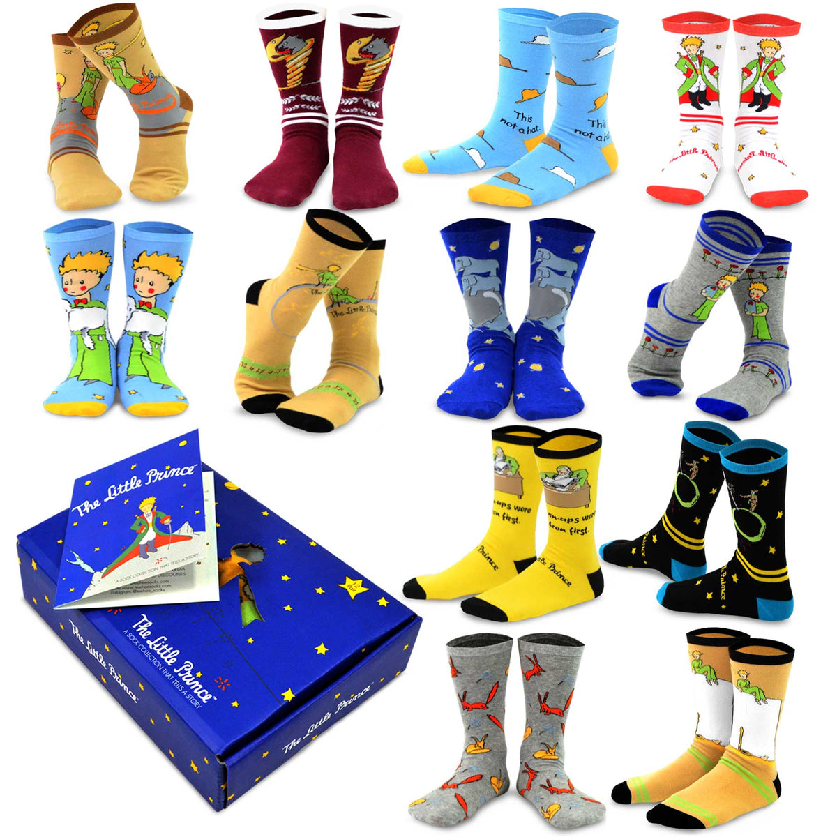 [The Little Prince] Rose Classic Book Crew Socks – 12 Pair Gift Box