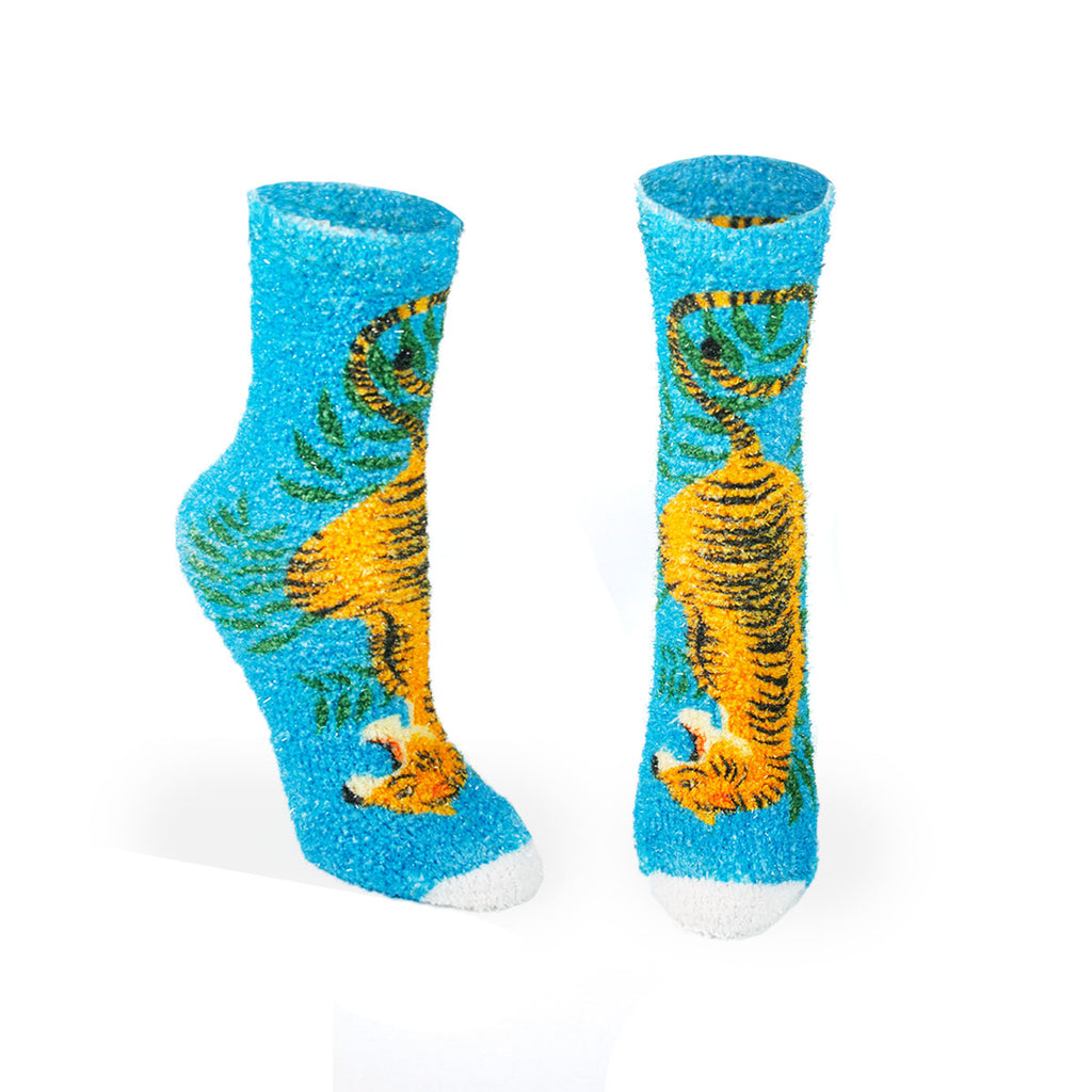 Traditional Tiger Fuzzy Print Sock