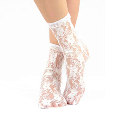 White Lace Casual Cotton Short Crew