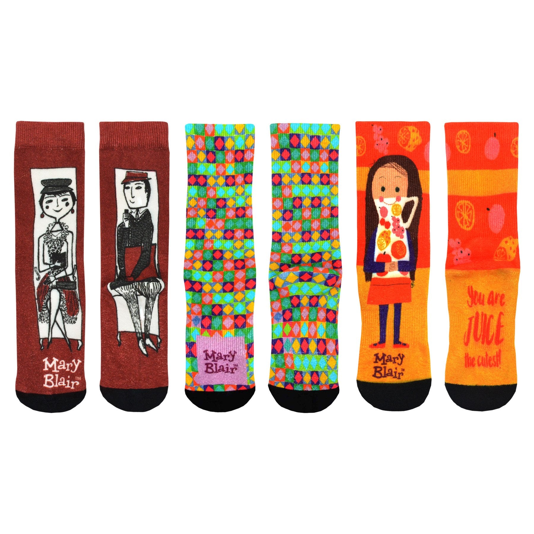 Mary Blair Fun Character Novelty Women Crew Printed Socks