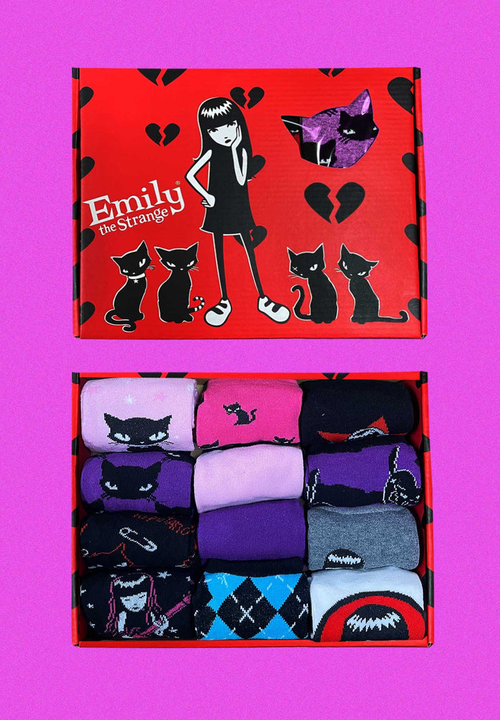 Emily the Strange Kitty Cat No Show Box Set - 12 Pair ( Adult Size )